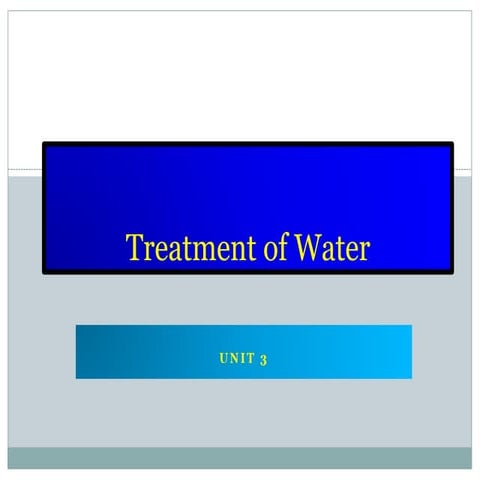 Treatment of Water and Design Example on Sedimentation Tank