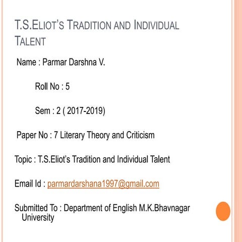 Paper : 7 : Literary Criticism