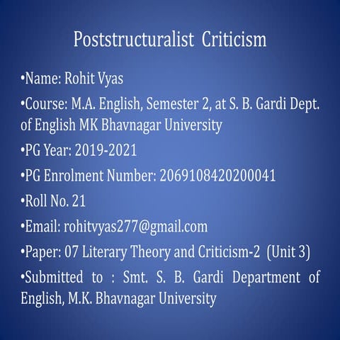Post structuralism and Death of the Author