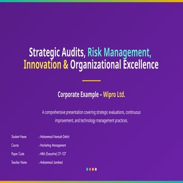 Strategic Audit, Risk Management, Innovation | PPTX