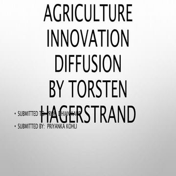 HEGERSTRAND MODEL OF AGRICULTURE INNOVATION DIFFUSION