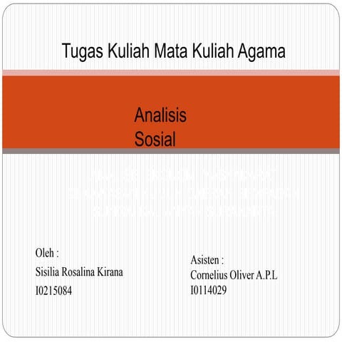 Analisis Sosial Kondisi Ekonomi di Kawasan Kumuh Daerah Sempadan Sungai Kalia...