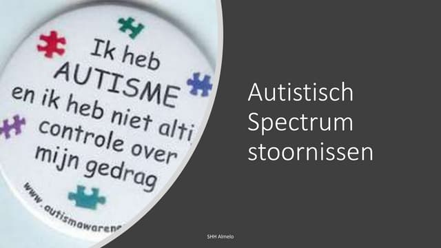 Autistisch Spectrum stoornissen | PPT