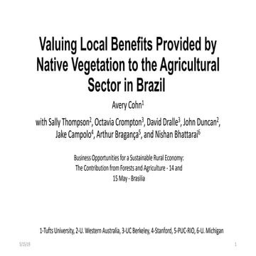 "Quantificando localmente os Benefícios Providos pela Vegetação Nativa ao Set...