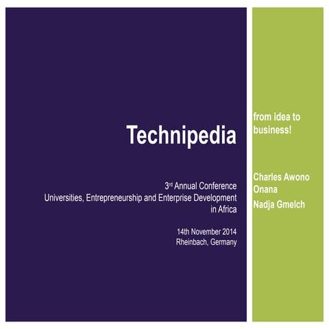 TECHNIPEDIA - From idea to business