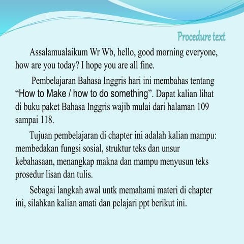 PPT B. Inggris Wajib kelas XII  procedure text Hj. Reti R.pptx