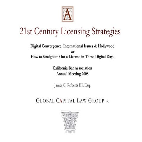 Ppt Cal Bar Licensing Global Capital 092708