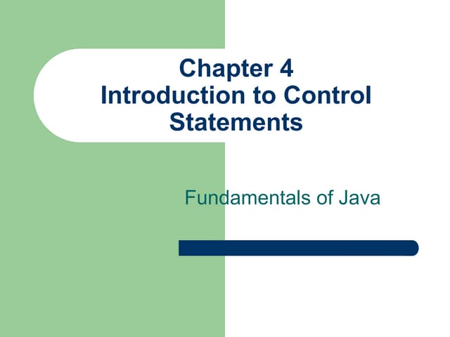 Control statements in Java Programming Language | PPT