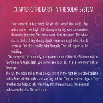 PPT CLASS 6TH SST . Solar system and the Earth