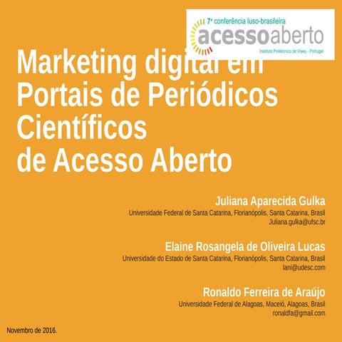 Marketing digital em Portais de Periódicos Científicos de Acesso Aberto