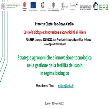 Convegno conclusivo progetto cluster CARBIO - Strategie agronomiche e innovaz...