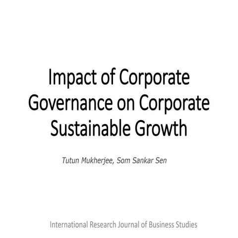 Impact of Corporate Governance on Corporate Sustainable Growth | PPTX