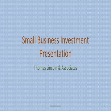 Small Business Investment 