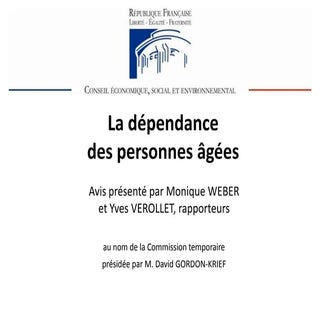 La dépendance des personnes agées