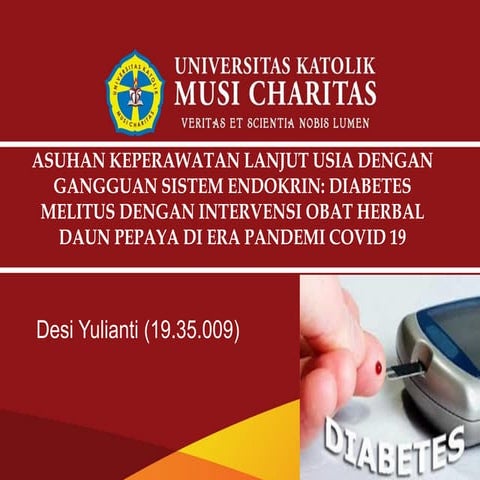 asuhan keperawatan lanjut usia gangguan sistem endokrin diabetes melitus dengn intervensi obat herbal daun pepaya diera pademi covid 19 
