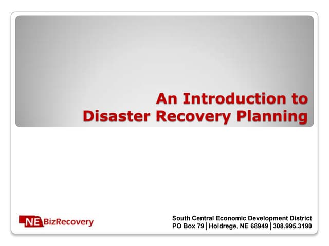 An Introduction to Disaster Recover...