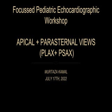 PEDIATRIC ECHOCARDIOGRAPHY: APICAL AND PARASTERNAL VIEWS