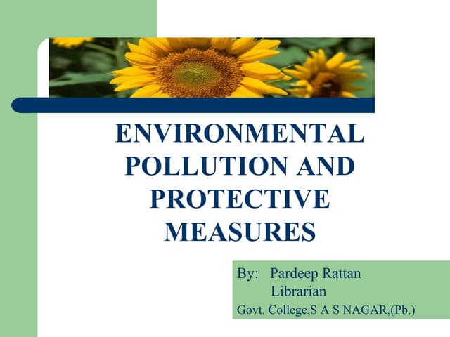  Environmental Pollution, protective measures of pollution