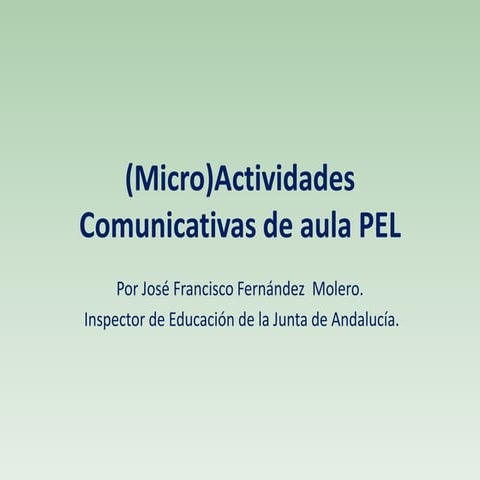 Evaluación de idiomas. Microactividades comunicativas PEL