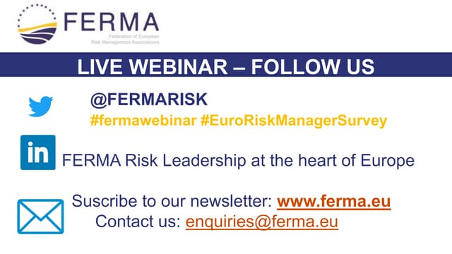 The European risk manager report 2020: webinar presentation