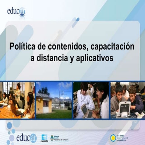 Política de contenidos, capacitación a distancia y aplicativos 