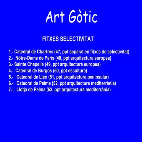 Fitxa selectivitat gòtic: Chartres