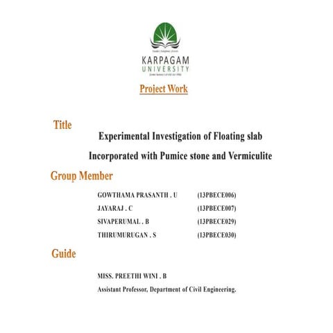 Experimental Investigation of Floating slab Incorporated with Pumice stone an...