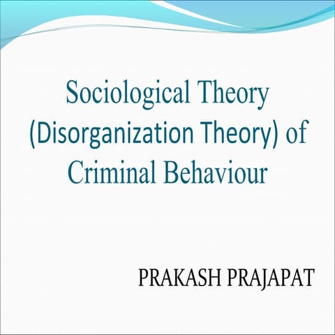 Ppt for SOCIAL DISORGANISATION theory