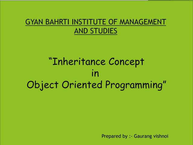 presentation on inheritance concept in c++ | PPT | Programming ...