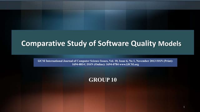 comparative study  software quality models 