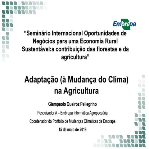 "Adaptação à Mudança do Clima na Agricultura"