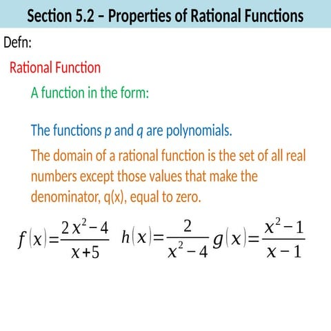 Section 5.2. - Properties of Rational Functions
