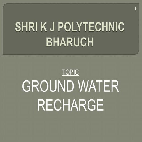 Ground water recharge Methods
