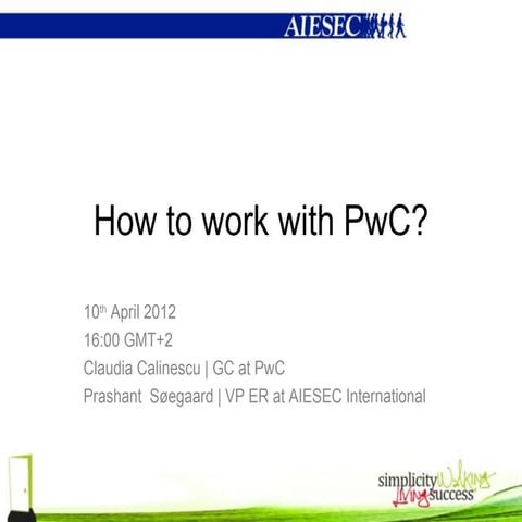 Webinar with AIESEC International and PwC: How to partner with PwC?