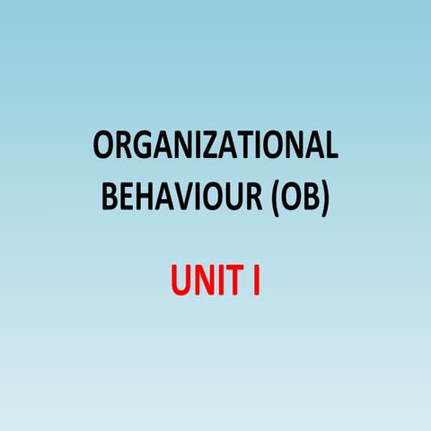Introduction to Organization Behaviour