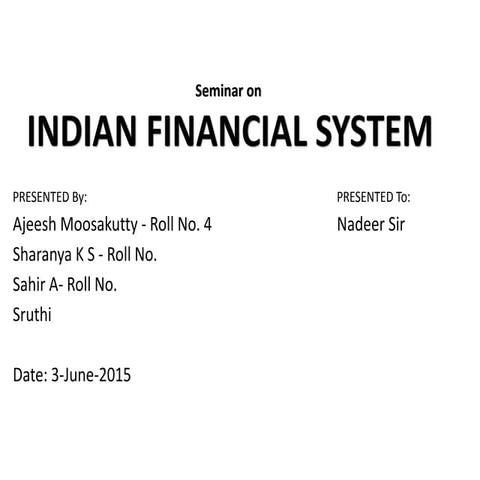Indian Financial System