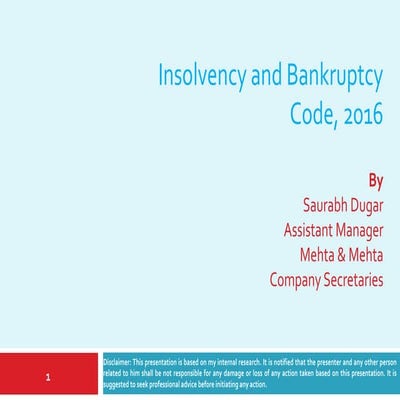 Insolvency and Bankruptcy Code, 2016