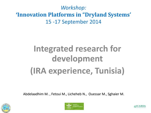 IRA Tunisia: Integrated Research for Development
