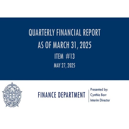 PPT Item # 13 - 2nd Qtr Financial & Inv. Report