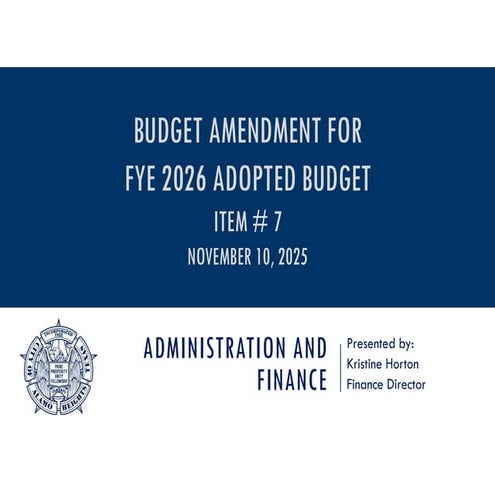 PPT Item # 7 - FY2026 Budget Amendment General Fund