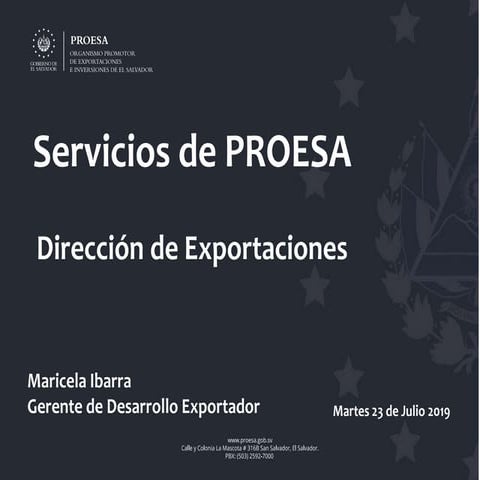 Servicios de PROESA - Dirección de Exportaciones