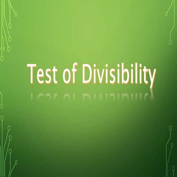 Test of Divisibility