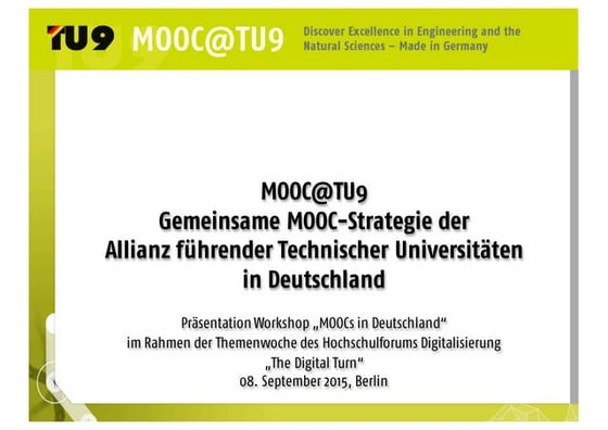 Gemeinsame MOOC-Strategie der TU9