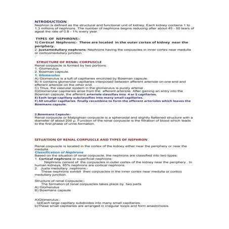 PPT  Nephron, Cortical nephrons, cortical nephrons,  Iuxta medullary nephrons, glomerulus, bowmans capsule,  structure and function of nephrons