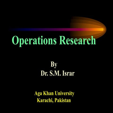 Operation Research Applications presentation | PPTX