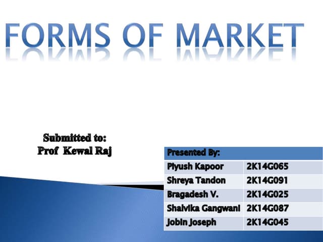  Forms of markets