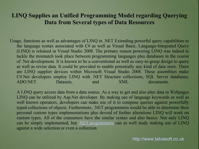 LINQ Supplies an Unified Programmin...