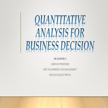 Quantitative Analysis for Business Decision - Chapter 1 | PDF