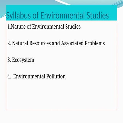 Concept of Environmental Studies | PPTX
