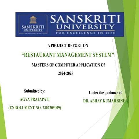 ppt of rms(restaurant  management system)